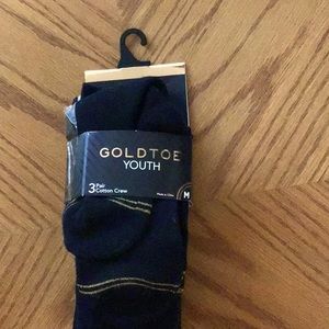 NEW 3 pair cotton crew Gold Toe YOUTH socks Size Medium